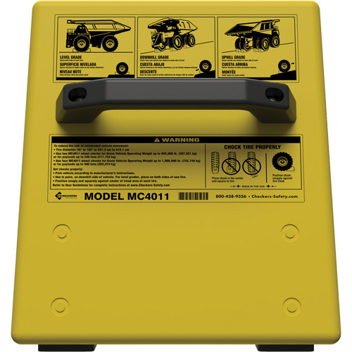 Cale de roue ultra-robuste pour l'exploitation mini&egrave;re Checkers Safety sans support, PEHD, Jaune, 14-1/2" la x 17-1/2" p x 16" h CSL Industriel Inc.