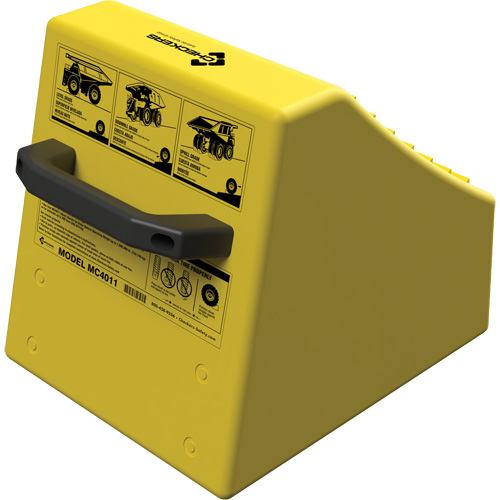 Cale de roue ultra-robuste pour l'exploitation mini&egrave;re Checkers Safety sans support, PEHD, Jaune, 14-1/2" la x 17-1/2" p x 16" h CSL Industriel Inc.