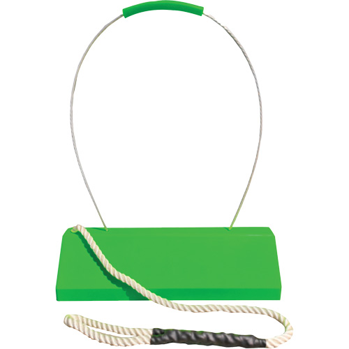 Cale de roue pour avion Checkers Safety SafeRay avec poign&eacute;e ergonomique &agrave; cordage en boucle, Ur&eacute;thane, Vert fluorescent, 24" la x 8" p x 6" h CSL Industriel Inc.