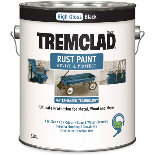 Peinture antirouille &agrave; base d'eau Tremclad, 3,78 L, Gallon, Noir CSL Industriel Inc.