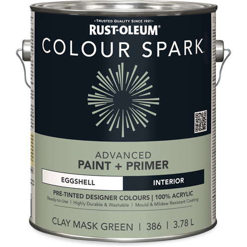 Peinture int&eacute;rieure pr&eacute;teint&eacute;e + appr&ecirc;t mural Colour Spark, Vert masque en argile, Satin&eacute;, 3,78 L, Gallon CSL Industriel Inc.