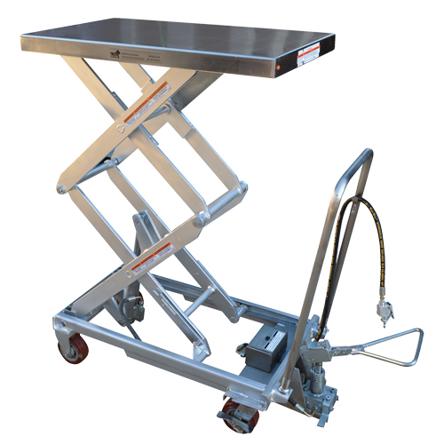 Pneumatic Hydraulic Scissor Lift Table, Stainless Steel, 32-1/2" L x 19-3/4" W, 1000 lbs. Cap. CSL Industriel Inc.