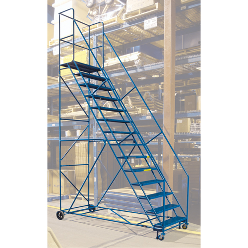 CSA-Certified Rolling Step Ladder with Locking Step, 14 Steps, 30" Step Width, 128" Platform Height, Steel CSL Industriel Inc.
