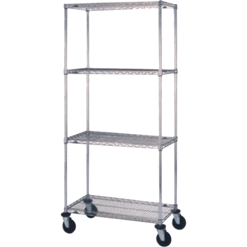 Chariots en treillis m&eacute;tallique, Chrom&eacute;, 24" x 69" x 60", Capacit&eacute; 800 lb CSL Industriel Inc.