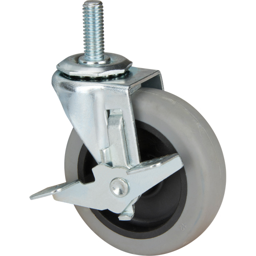 Stem Caster, Swivel with Brake, 3" (76 mm) Dia., 80 lbs. (36 kg.) Capacity CSL Industriel Inc.