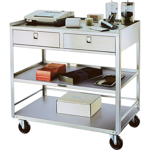 Supports en acier inoxydable pour &eacute;quipement, 300 lb Capacit&eacute;, Acier inoxydable, 20"/20-1/8" x la, 35" x ha, 37"/36-3/8" p, D&eacute;mont&eacute;, 2 tirroirs CSL Industriel Inc.