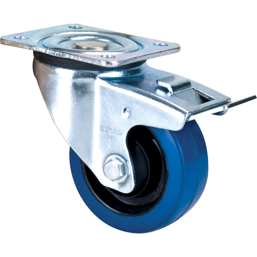 Roulette bleue, Pivotant avec frein, 4" (101,6 mm), Caoutchouc, 350 lb (158,8 kg) CSL Industriel Inc.