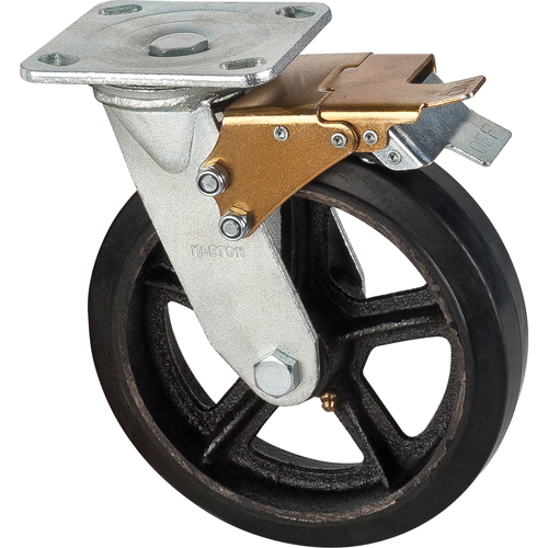 Roulette moul&eacute;, Pivotant avec frein, 8" (203,2 mm), Caoutchouc, 660 lb (299 kg) CSL Industriel Inc.