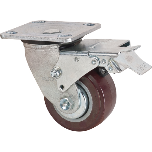 Caster, Swivel with Brake, 4" (101.6 mm), Polyurethane, 550 lbs. (249.5 kg.) CSL Industriel Inc.