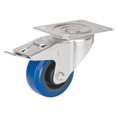 Blue Caster, Swivel with Brake, 3" (76 mm), Rubber, 285 lbs. (129 kg.) CSL Industriel Inc.