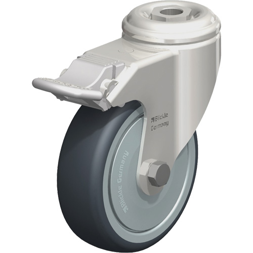 Stainless Steel Thermoplastic Elastomer Caster, Swivel with Brake, 4" (102 mm) Dia., 240 lbs. (108 kg.) Capacity CSL Industriel Inc.