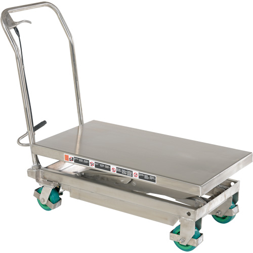 Manual Hydraulic Scissor Lift Table, 36-1/4" L x 19-3/8" W, Stainless Steel, 600 lbs. Capacity CSL Industriel Inc.