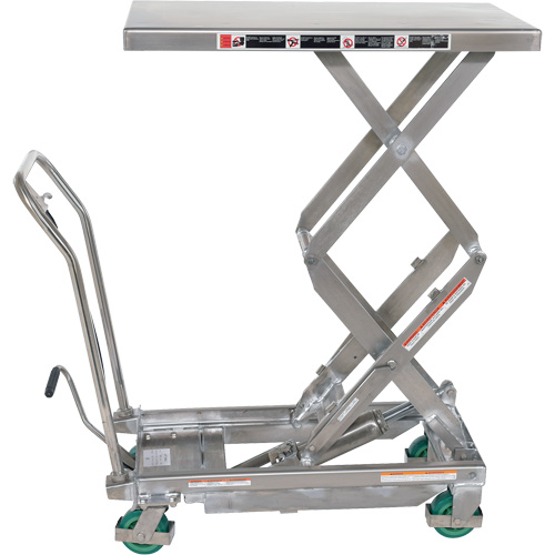 Manual Hydraulic Scissor Lift Table, 36-1/4" L x 19-3/8" W, Stainless Steel, 600 lbs. Capacity CSL Industriel Inc.