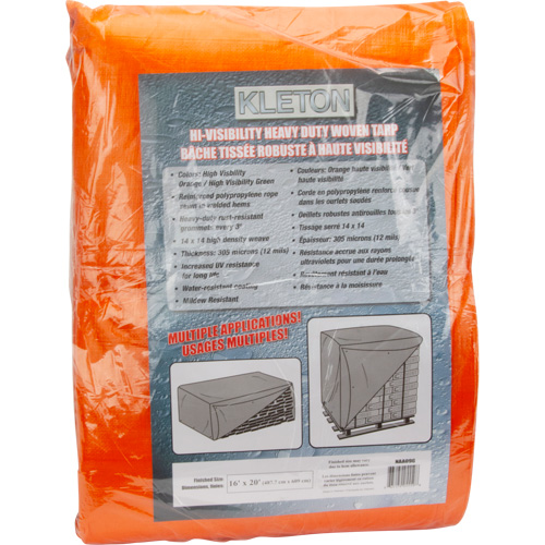 High-Visibility Heavy-Duty Woven Tarp, Polyethylene, Green/Orange, 16' x 20' x 12 mils CSL Industriel Inc.