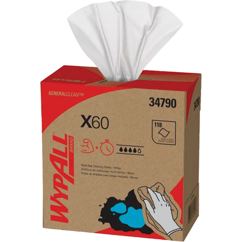 Chiffons X60 WypAll, Tout usage, 16-3/4" lo x 8-3/8" la CSL Industriel Inc.