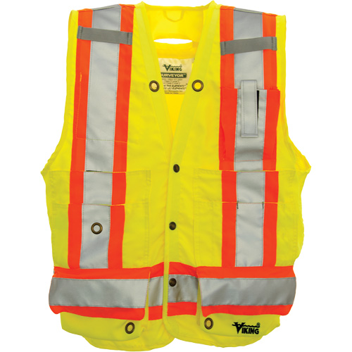 Veste de s&eacute;curit&eacute; pour arpenteur, Jaune lime haute visibilit&eacute;, Grand, Polyester CSL Industriel Inc.