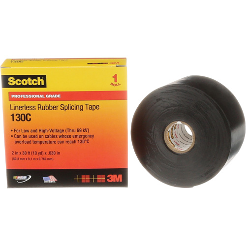 Ruban d'&eacute;pissage sans support en caoutchouc de calibre professionnel Scotch, 50,8 mm (2") la x 9 m (30') lo, 30 mils, Noir CSL Industriel Inc.