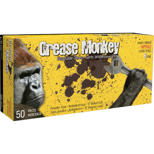 Gants Grease Monkey, T-Grand, Nitrile, 8 mils, Sans poudre, Noir CSL Industriel Inc.