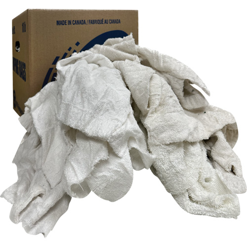 Boîte de chiffons d'essuyage, Tissu &eacute;ponge, Blanc, 10 lb CSL Industriel Inc.