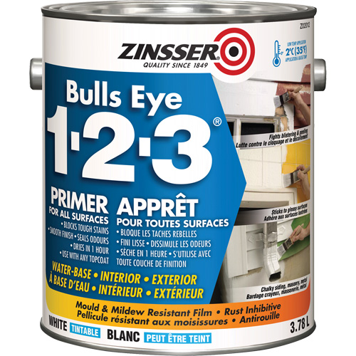Bulls Eye 1-2-3&reg; Water-Base Primer, 3.78 L, Gallon, White CSL Industriel Inc.