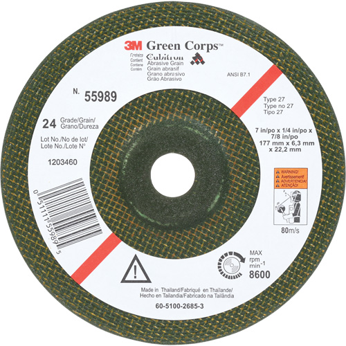 Meule flexible Green Corps, 7" x 1/4", Arbre 7/8", C&eacute;ramique, Type 1 CSL Industriel Inc.