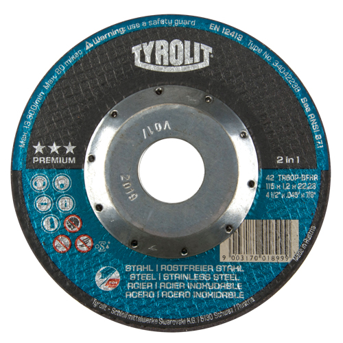 Premium 2 In 1 Thincut Cut-Off Wheel, 4-1/2" x 0.045", 7/8" Arbor, Type 27, Aluminum Oxide, 13300 RPM CSL Industriel Inc.