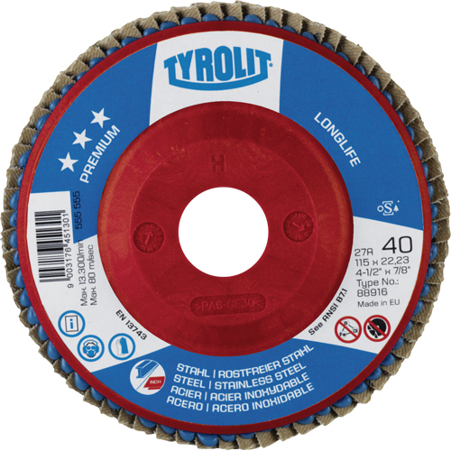 Disque &agrave; lamelles Long Life 5", 5" x 7/8", Type 27, Grain 40, Zirconium CSL Industriel Inc.