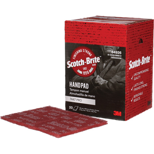 Tampons manuels Scotch-Brite 7447, Oxyde d'aluminium, 9" x 6", Grain Tr&egrave;s fin CSL Industriel Inc.