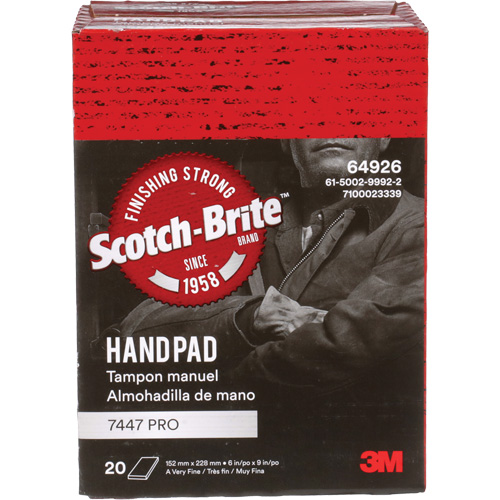 Tampons manuels Scotch-Brite 7447, Oxyde d'aluminium, 9" x 6", Grain Tr&egrave;s fin CSL Industriel Inc.