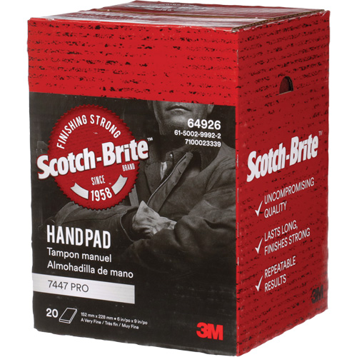 Tampons manuels Scotch-Brite 7447, Oxyde d'aluminium, 9" x 6", Grain Tr&egrave;s fin CSL Industriel Inc.