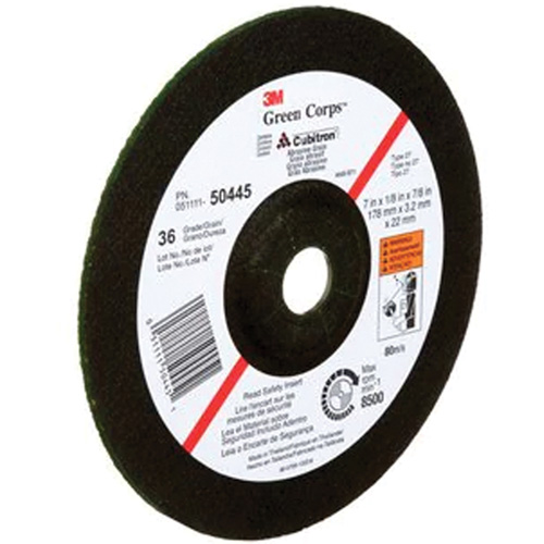 Green Corps Depressed Centre Wheel, 7" x 1/8", 7/8" Arbor, Ceramic, Type 27 CSL Industriel Inc.