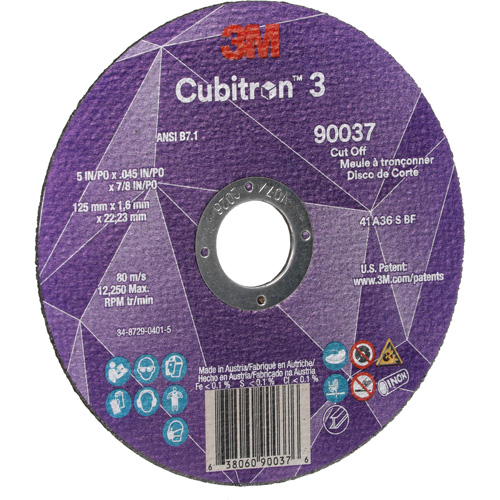 Meule &agrave; tronçonner Cubitron 3, 5" x 0,045", Arbre de 7/8", Type 1, C&eacute;ramique, 12250 Tr/min CSL Industriel Inc.