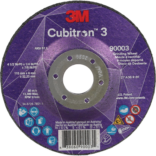 Cubitron 3 Depressed Centre Grinding Wheel, 4-1/2" x 1/4", 7/8" Arbor, Ceramic, Type T27 CSL Industriel Inc.