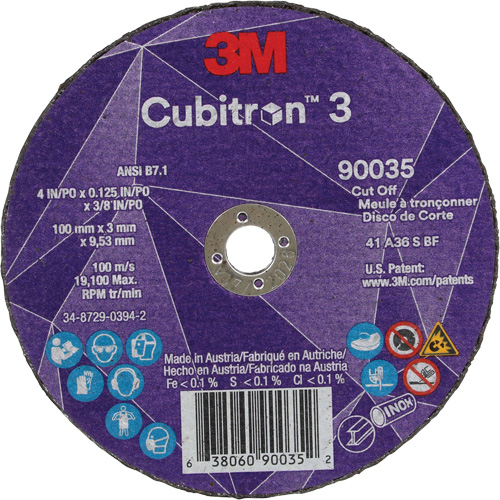 Cubitron 3 Cut-Off Wheel, 4" x 1/8", 3/8" Arbor, Type T1, Ceramic, 21000 RPM CSL Industriel Inc.