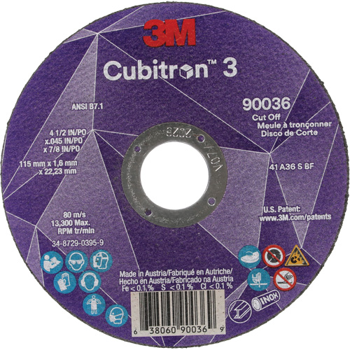 Meule &agrave; tronçonner Cubitron 3, 4-1/2" x 0,045", Arbre de 7/8", Type T1, C&eacute;ramique, 13 300 Tr/min CSL Industriel Inc.