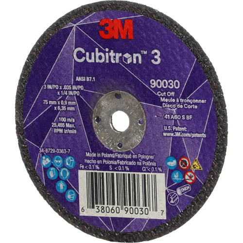 Meule &agrave; tronçonner Cubitron 3, 3" x 0,035", Arbre de 1/4", Type T1, C&eacute;ramique, 21000 Tr/min CSL Industriel Inc.