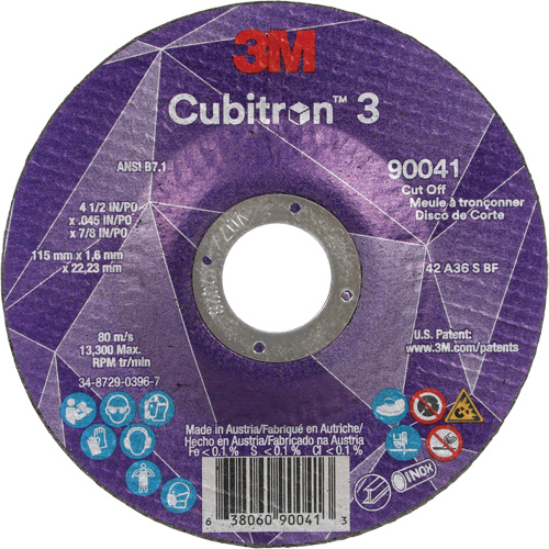 Meule &agrave; tronçonner Cubitron 3, 4-1/2" x 0,045", Arbre de 7/8", Type T27, C&eacute;ramique, 13 300 Tr/min CSL Industriel Inc.