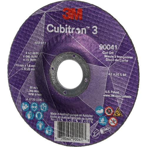 Meule &agrave; tronçonner Cubitron 3, 4-1/2" x 0,045", Arbre de 7/8", Type T27, C&eacute;ramique, 13 300 Tr/min CSL Industriel Inc.