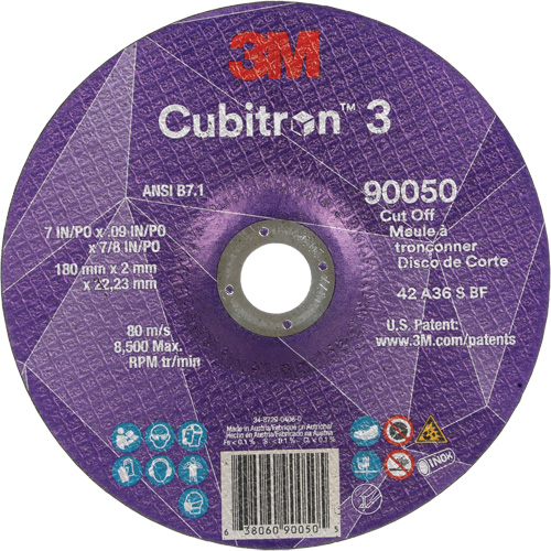 Meule &agrave; tronçonner Cubitron 3, 7" x 0,09", Arbre de 7/8", Type T27, C&eacute;ramique, 8500 Tr/min CSL Industriel Inc.