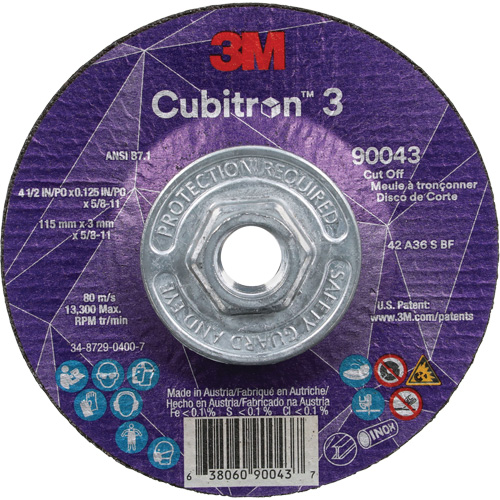 Cubitron 3 Cut-Off Wheel, 4-1/2" x 1/8", 5/8"-11 Arbor, Type T27, Ceramic, 13300 RPM CSL Industriel Inc.