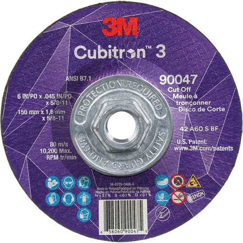 Cubitron 3 Cut-Off Wheel, 6" x 0.045", 5/8"-11 Arbor, Type T27, Ceramic, 10200 RPM CSL Industriel Inc.