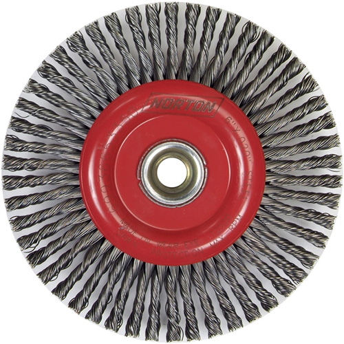 Brosse &agrave; fils nou&eacute;s pour cordons de soudure pour meuleuse angulaire, Dia. 6", Fils 0,02", Arbre 5/8"-11, Acier CSL Industriel Inc.