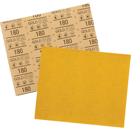 Feuille abrasive dor&eacute;e 12545, 9" x 11", Grain 180, Oxyde d'aluminium CSL Industriel Inc.