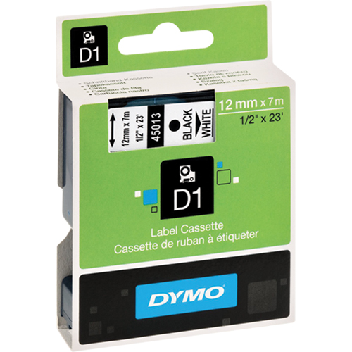 D1 Label Cassette, 12 mm x 23', Black on White CSL Industriel Inc.