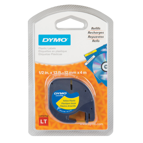 &eacute;tiquettes pour &eacute;tiqueteuse LetraTag Plus LT-100H, 12 mm x 13', Noir sur jaune CSL Industriel Inc.