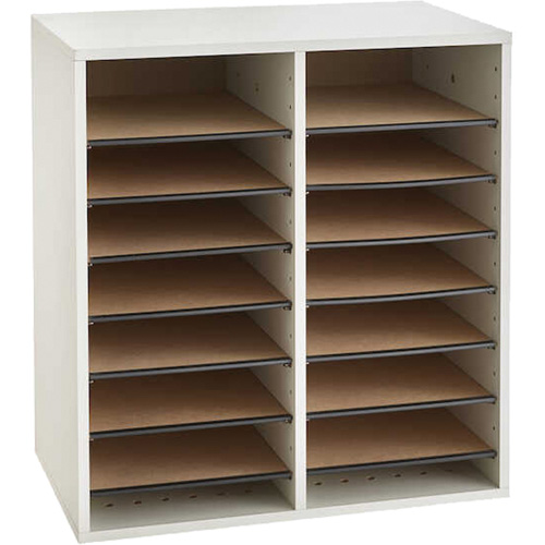 Adjustable Compartment Literature Organizer, Stationary, 16 Slots, Wood, 19-1/2" W x 11-3/4" D x 21" H CSL Industriel Inc.