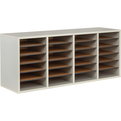 Adjustable Compartment Literature Organizer, Stationary, 24 Slots, Wood, 39-1/4" W x 11-3/4" D x 16-1/4" H CSL Industriel Inc.