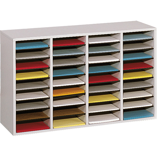 Adjustable Compartment Literature Organizer, Stationary, 36 Slots, Wood, 39-1/4" W x 11-3/4" D x 24" H CSL Industriel Inc.