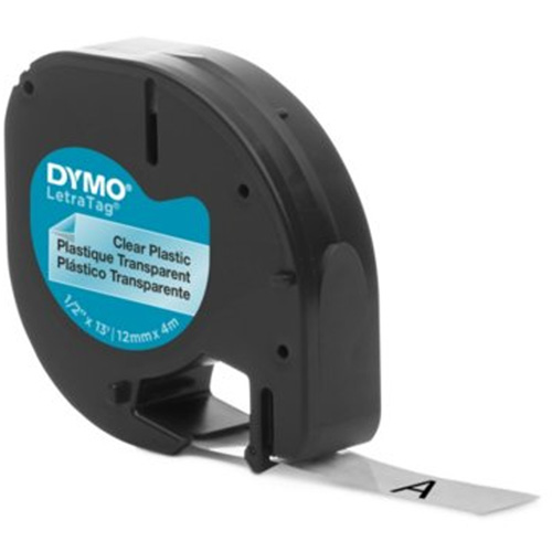 Labels for LetraTag Plus LT100-H, 12 mm x 157-12/25", Black on Clear CSL Industriel Inc.