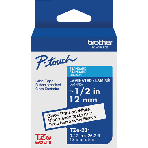 Tze Tape Cartridges, 12 mm x 26-1/4', Black on White CSL Industriel Inc.